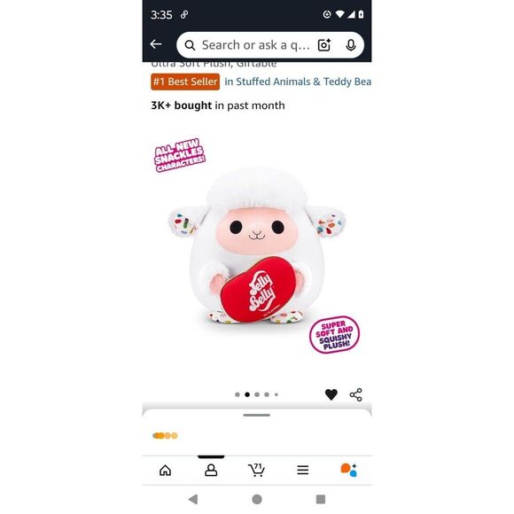 Snackles Plush Barbra The LAMB JELLY BELLY  Collectible Series 2 Zuru NEW 8 Inch - Picture 6 of 16